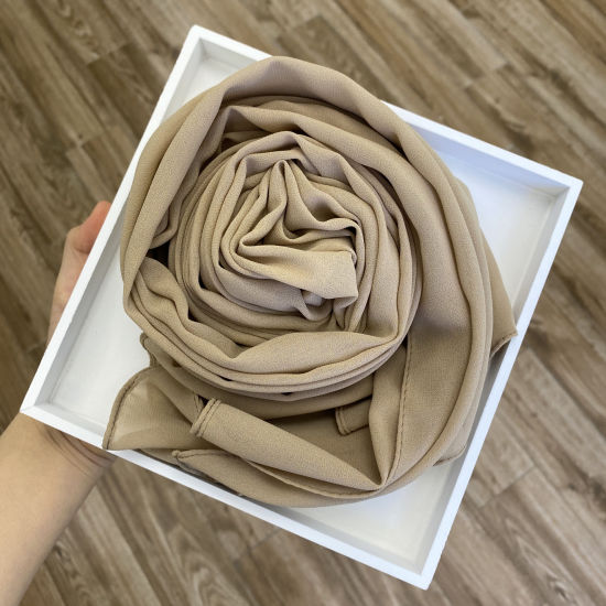 Picture of Light Brown - 39# Chiffon Women's Hijab Scarf Solid Color 175x70cm, 1 Piece