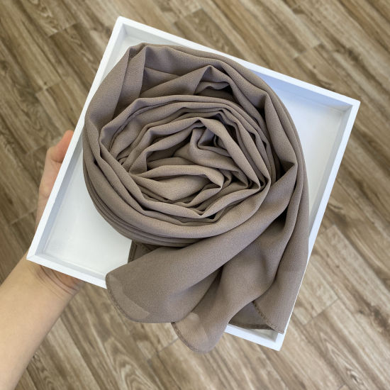 Picture of Taupe - 41# Chiffon Women's Hijab Scarf Solid Color 175x70cm, 1 Piece