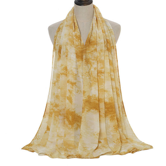 Picture of Yellow - 3# Chiffon Women's Hijab Scarf Tie Dye 180x70cm, 1 Piece