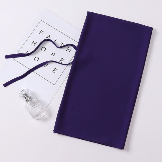Picture of Dark Purple - 6# Chiffon Women's Lace Up Hijab Scarf Wrap Solid Color 72x175cm, 1 Piece