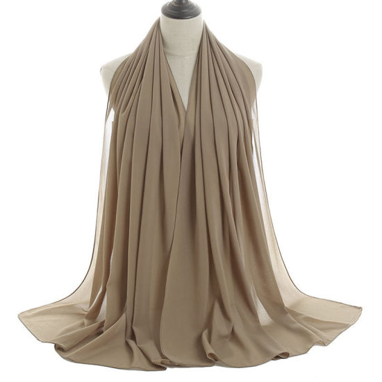Picture of Taupe Gray - 57# Chiffon Women's Hijab Scarf Wrap Solid Color 180x75cm, 1 Piece