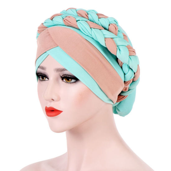Picture of Light Green - Polyester Elastane Braided Women's Turban Hat Two-color M（56-58cm）, 1 Piece