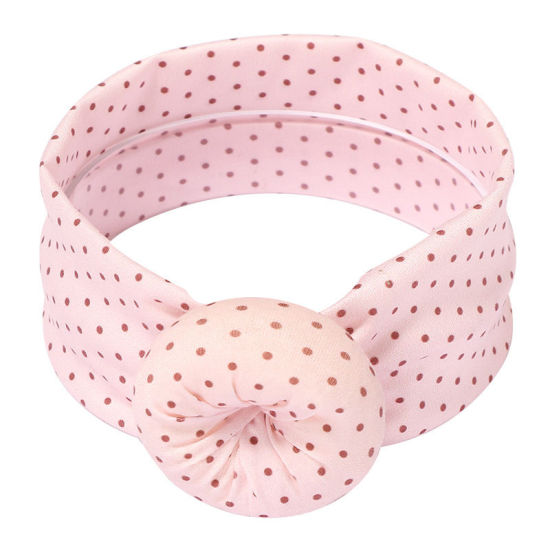 Picture of Light Pink - 3# Dot Tied Knot Cotton Elastic Headband For Baby Girls Newborn Infant 21x6cm, 1 Piece