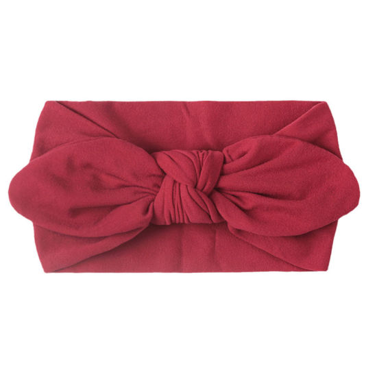 Picture of Wine Red - Bow Nylon Elastic Headband For Baby Girls Newborn Infant 18x9cm, 1 Piece