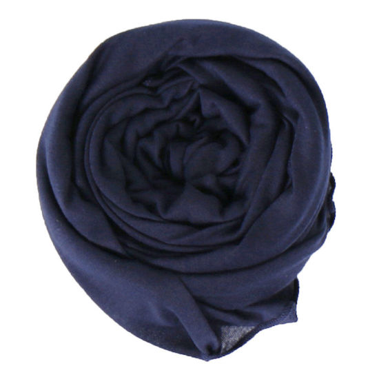 Picture of Navy Blue - 8# Modal Women's Hijab Scarf Wrap Solid Color Elastic Breathable 180x80cm, 1 Piece
