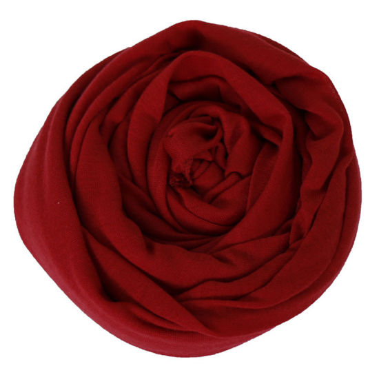Picture of Wine Red - 18# Modal Women's Hijab Scarf Wrap Solid Color Elastic Breathable 180x80cm, 1 Piece