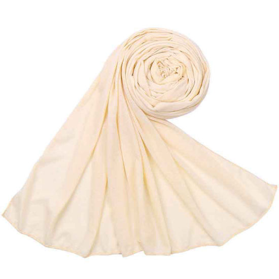 Picture of Beige - 34# Modal Women's Hijab Scarf Wrap Solid Color Elastic Breathable 180x80cm, 1 Piece