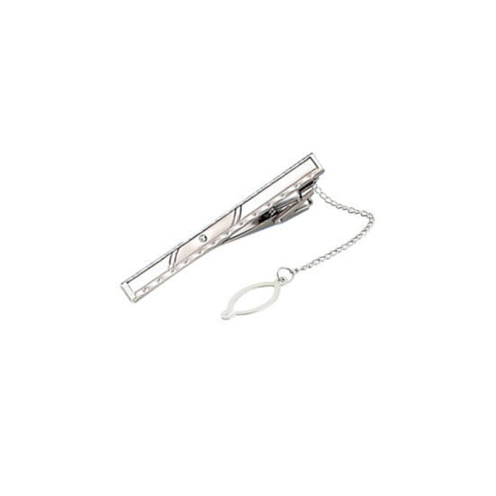 Picture of Silver Tone - 1# Nickel Plated Formal Business Concise Men's Geometric Tie Clip 6x0.6cm - 5x0.6cm, 1 Piece