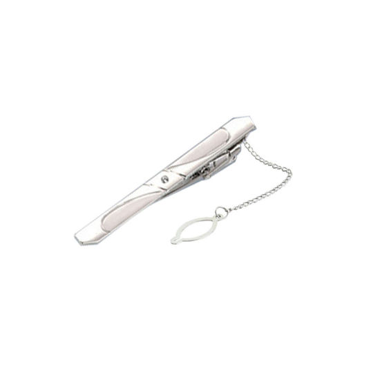 Picture of Silver Tone - 11# Nickel Plated Formal Business Concise Men's Geometric Tie Clip 6x0.6cm - 5x0.6cm, 1 Piece