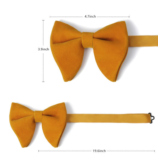 Image de Gingembre - 1 # Nœud papillon en velours, boutons de manchette et mouchoir pour accessoires de costume formel 23x23cm - 1,6cm de diamètre, 1 ensemble
