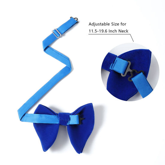 Image de Bleu royal - Noeud papillon et Boutons de manchette en velours et mouchoir pour accessoires de costume formel 23x23cm - 1.6cm Dia., 1 Set