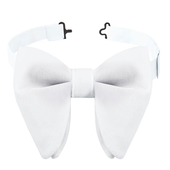 Immagine di White - 8# Velvet Bow Tie & Cufflinks & Handkerchief For Formal Suit Accessories 23x23cm - 1.6cm Dia., 1 Set