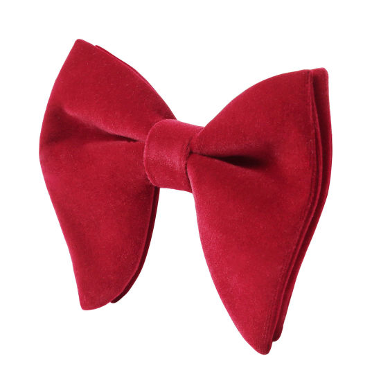 Immagine di Red - 10# Velvet Bow Tie & Cufflinks & Handkerchief For Formal Suit Accessories 23x23cm - 1.6cm Dia., 1 Set