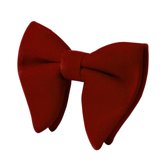 Image de Vin Rouge - Noeud papillon et Boutons de manchette en velours et mouchoir pour accessoires de costume formel 23x23cm - 1,6cm Dia., 1 Set