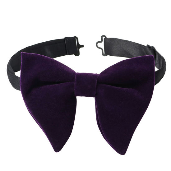 Image de Violet - Noeud papillon et Boutons de manchette en velours et mouchoir pour accessoires de costume formel 23x23cm - 1.6cm Dia., 1 Set