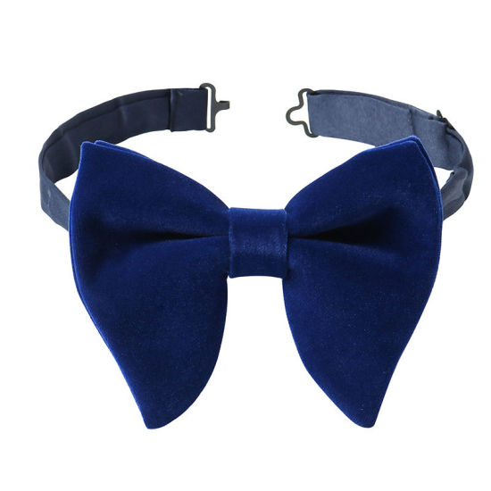 Picture of Dark Blue - 17# Velvet Bow Tie & Cufflinks & Handkerchief For Formal Suit Accessories 23x23cm - 1.6cm Dia., 1 Set