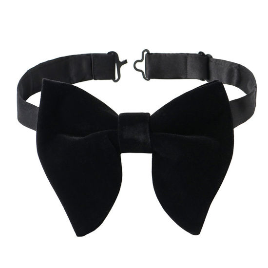 Image de Noir - 18 # Noeud papillon et Boutons de manchette en velours et mouchoir pour accessoires de costume formel 23x23cm - 1,6cm Dia., 1 Set