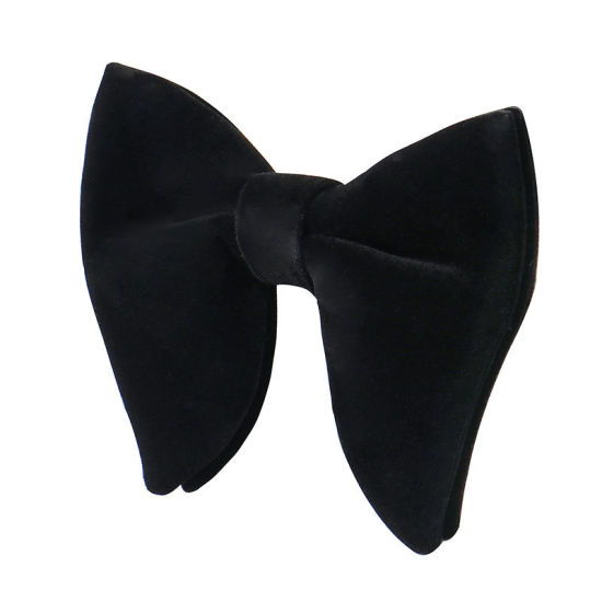 Image de Noir - 18 # Noeud papillon et Boutons de manchette en velours et mouchoir pour accessoires de costume formel 23x23cm - 1,6cm Dia., 1 Set