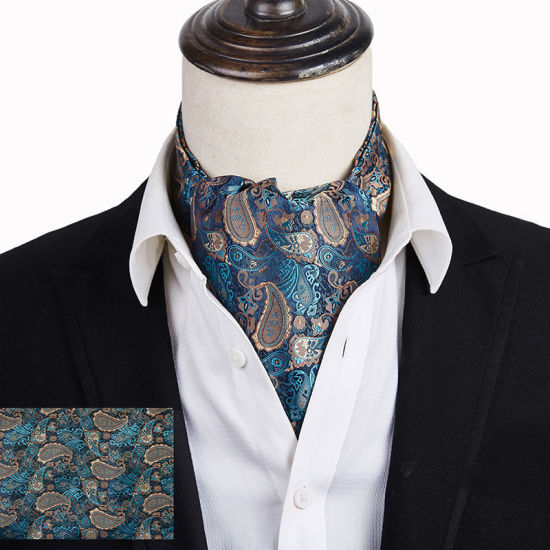 Изображение Green Blue - 25# Jacquard Men's Square Handkerchief and Necktie Tie Set For Suit Pocket 125x15.5cm 25x25cm, 1 Set