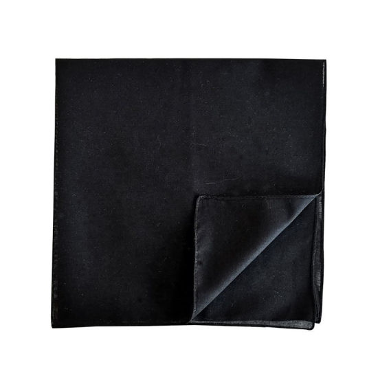 Picture of Black - 1# Cotton Unisex Square Handkerchief Kerchief Bandanas Solid Color 54x54cm, 1 Piece