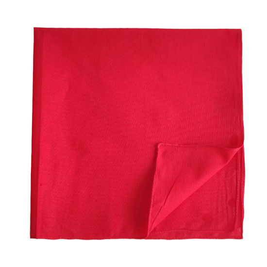 Picture of Red - 2# Cotton Unisex Square Handkerchief Kerchief Bandanas Solid Color 54x54cm, 1 Piece