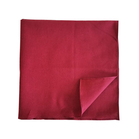Picture of Wine Red - 6# Cotton Unisex Square Handkerchief Kerchief Bandanas Solid Color 54x54cm, 1 Piece