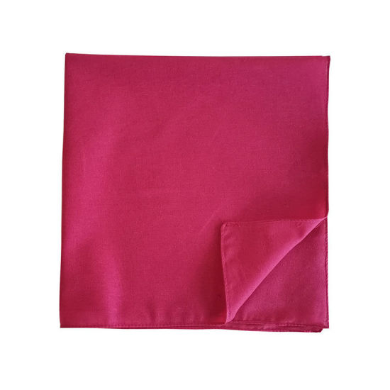 Изображение Fuchsia - 10# Cotton Unisex Square Handkerchief Kerchief Bandanas Solid Color 54x54cm, 1 Piece