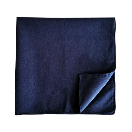Изображение Navy Blue - 12# Cotton Unisex Square Handkerchief Kerchief Bandanas Solid Color 54x54cm, 1 Piece