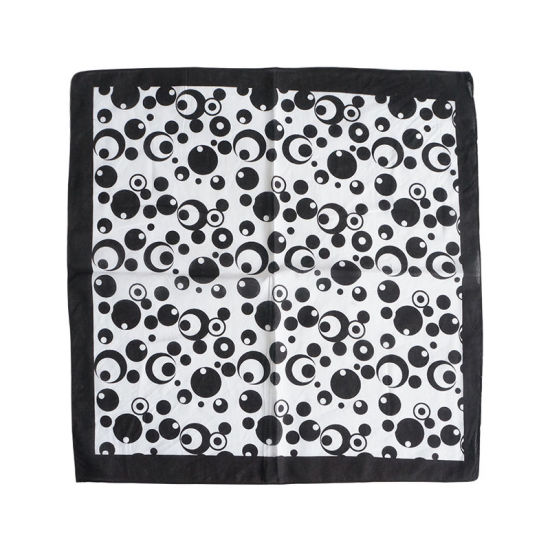 Изображение White - 10# Cotton Unisex Printed Square Handkerchief Kerchief Bandanas 54x54cm, 1 Piece