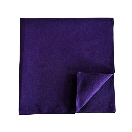 Изображение Purple - 16# Cotton Unisex Square Handkerchief Kerchief Bandanas Solid Color 54x54cm, 2 PCs