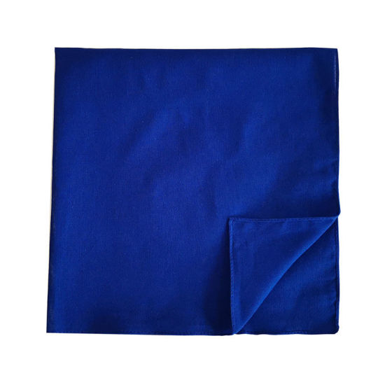 Изображение Royal Blue - 20# Cotton Unisex Square Handkerchief Kerchief Bandanas Solid Color 54x54cm, 2 PCs