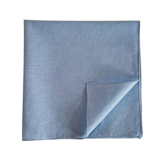Изображение Light Blue - 21# Cotton Unisex Square Handkerchief Kerchief Bandanas Solid Color 54x54cm, 2 PCs
