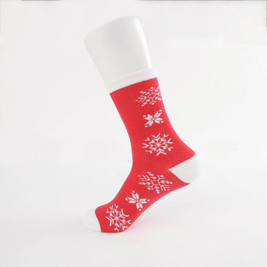 Picture of Red - 7# Christmas Winter Warm Couple Unisex Cotton Socks Size 37-43, 1 Pair