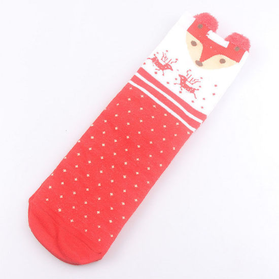 Picture of Red - 18# Christmas Winter Warm Couple Unisex Cotton Socks Size 37-43, 1 Pair
