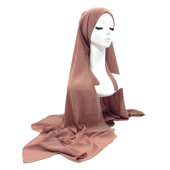 Picture of Light Tan - 3# Chiffon Women's Hijab Scarf Wrap Solid Color 170x85cm, 1 Piece