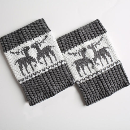 Picture of Gray - 6# Christmas Acrylic Knitting Sleeve Footless Warmers Socks Costume Accessories 16.5cm long, 1 Pair