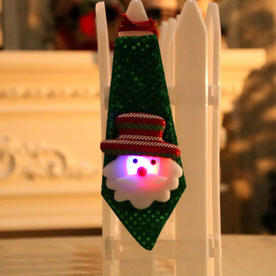 Изображение Green - LED Light Christmas Santa Claus Sequins Children's Tie Costume Accessories 20x8cm, 1 Piece