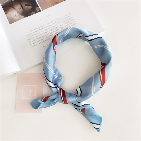 Picture of Satin Women's Scarves & Wraps Square Blue 50cm x 50cm, 1 Piece
