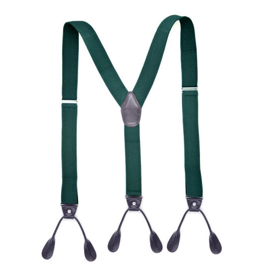 Изображение Army Green - 9# Aldult Adjustable Elastic Polyester Suspenders With Snap Buttons 120x3.5cm, 1 Piece
