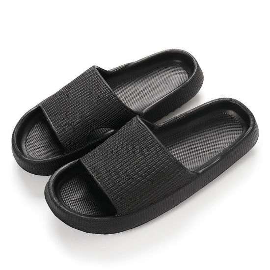Imagen de Black - 42/43 EVA Couple Indoor Bathroom Non-slip Thickened Soft-soled Shower Slippers, 1 Pair