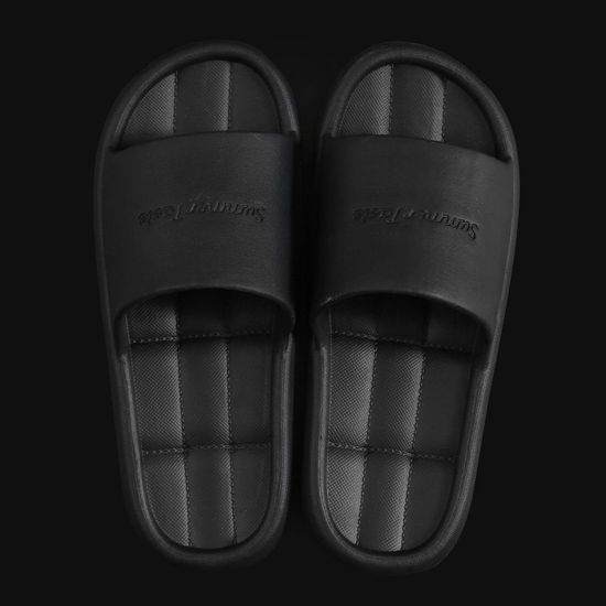 Picture of Black - 44-45 EVA Indoor Bathroom Mute Non-slip Soft-soled Couple's Shower Slippers, 1 Pair