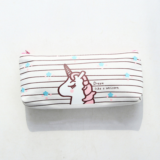 Picture of Canvas Pencil Case Rectangle White Horse Pattern 20cm x 9.2cm, 1 Piece