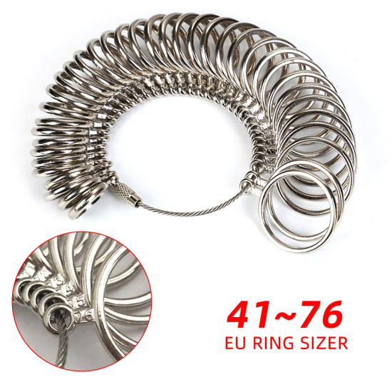 Picture of Aluminum Alloy Ring Measuring Tool Silver Tone Europe Size 41 - 76, 1 Piece
