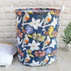 Picture of Cotton & Linen Storage Container Box Basket Blue Flower Bird Foldable 50cm x 40cm, 1 Piece