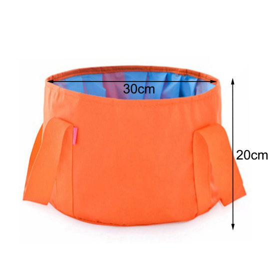 Image de Sac Panier Boîte de Rangement Stockage en Nylon Orange Pliable 30cm x 20cm, 1 Pièce