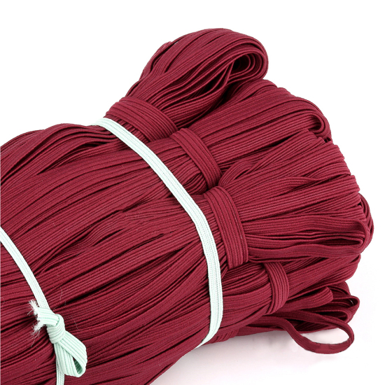 Picture of Polypropylene Fiber Multifunctional Elastic Band For Crafts Sewing Masks DIY Supplies Wine Red 6mm, 1 Roll (Approx 30 M/Roll)