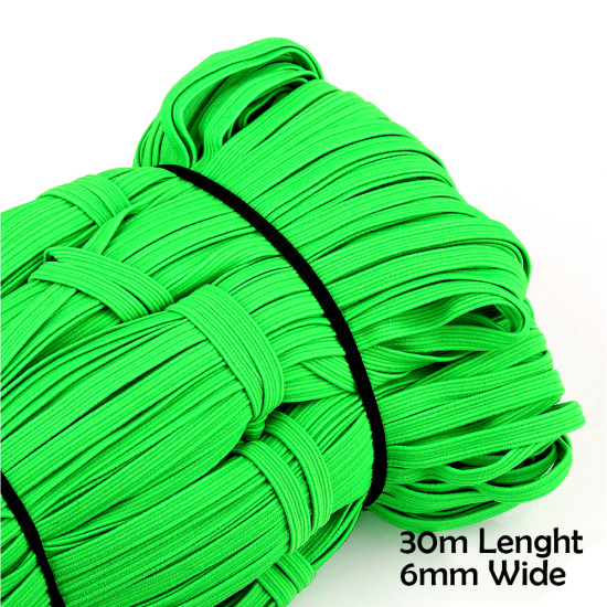Picture of Polypropylene Fiber Multifunctional Elastic Band For Crafts Sewing Masks DIY Supplies Green 6mm, 1 Roll (Approx 30 M/Roll)