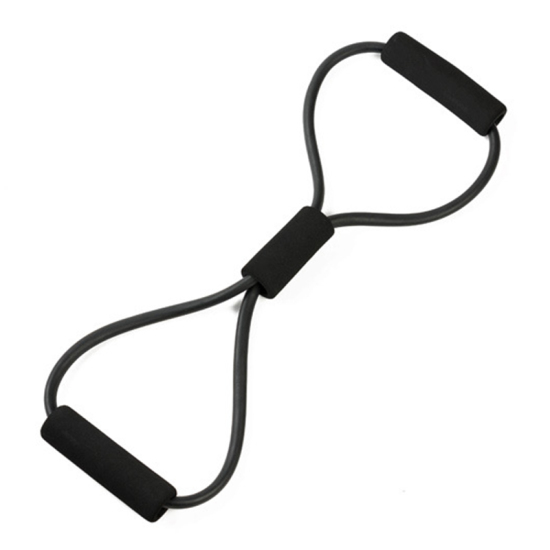 Picture of Black - Yoga Elastic Band 8 Word Muscle Fitness Expansion Rubber Tubing Pull On Rope