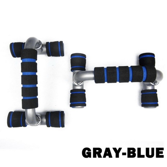 Picture of Blue & Gray - 2 PCs Push Up Stand with Cushioned Foam Grips and Slip Resistant Base for Strength Workouts 1 Set