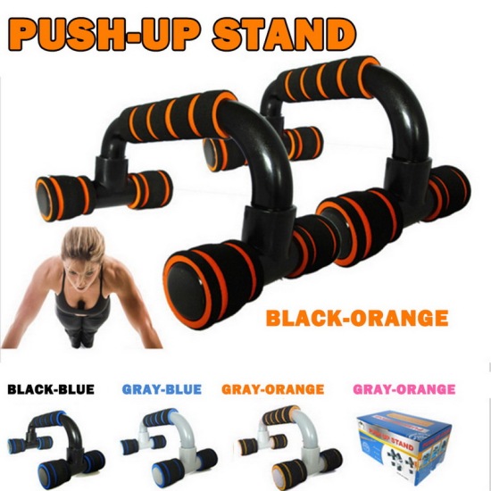 Picture of Blue & Gray - 2 PCs Push Up Stand with Cushioned Foam Grips and Slip Resistant Base for Strength Workouts 1 Set